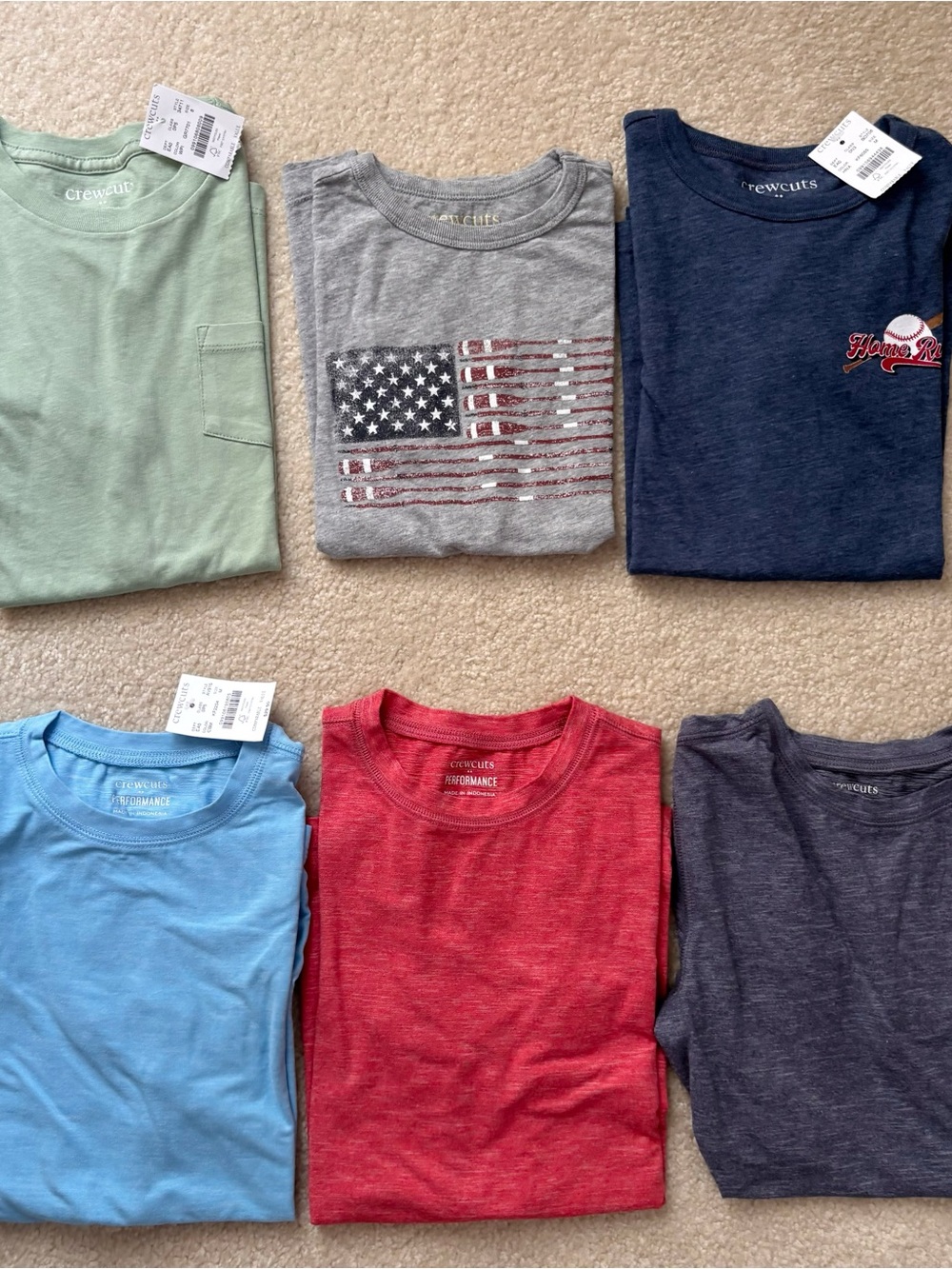 Boys short sleeve t-shirt bundle J Crew Factory Crewcuts Performance Sz 8-9 M